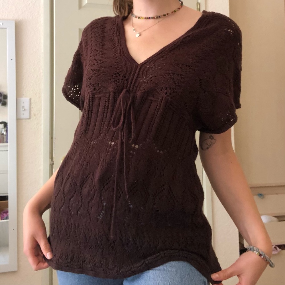 Vintage Brown Crochet Top